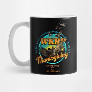 WKRP Thanksgiving Turkey Drop Blue Mug